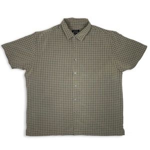 Van Heusen Green Plaid Button Down XL Casual Grunge Skater Short Sleeve Shirt.